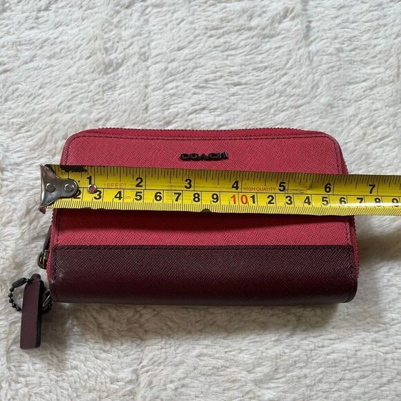 Coach Pink & Maroon Colorblock Double Zipper Clutch Wallet - Picture 7 of 9